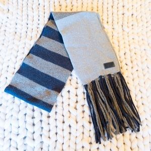 COACH Wool Striped Scarf Navy Gray
